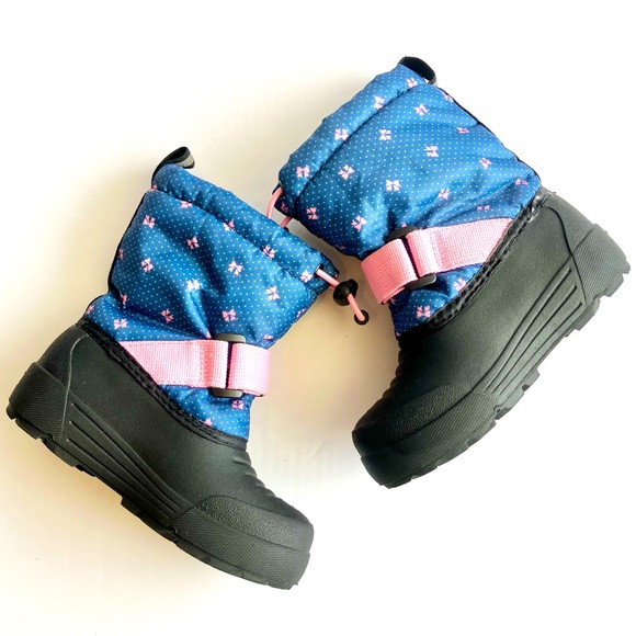 Northside Frosty Kid’s Snow Boot Blue/Pink Polka Dot/Bows Sz 8 - Picture 1 of 9